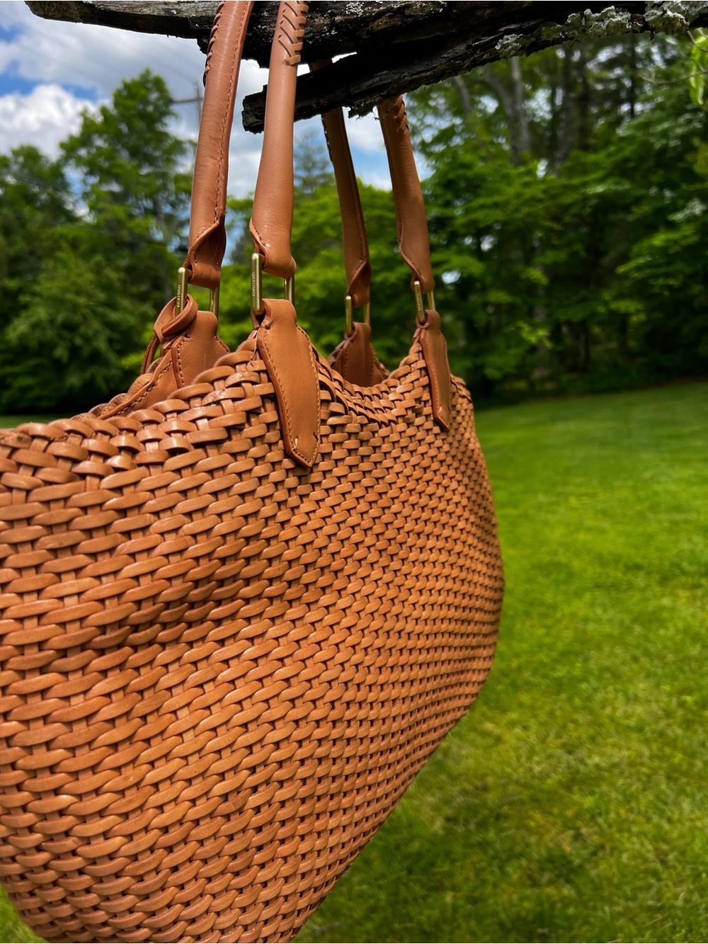 Brahmin Woven Leather Cognac. Nantucket Basket weave - Picture 7 of 13